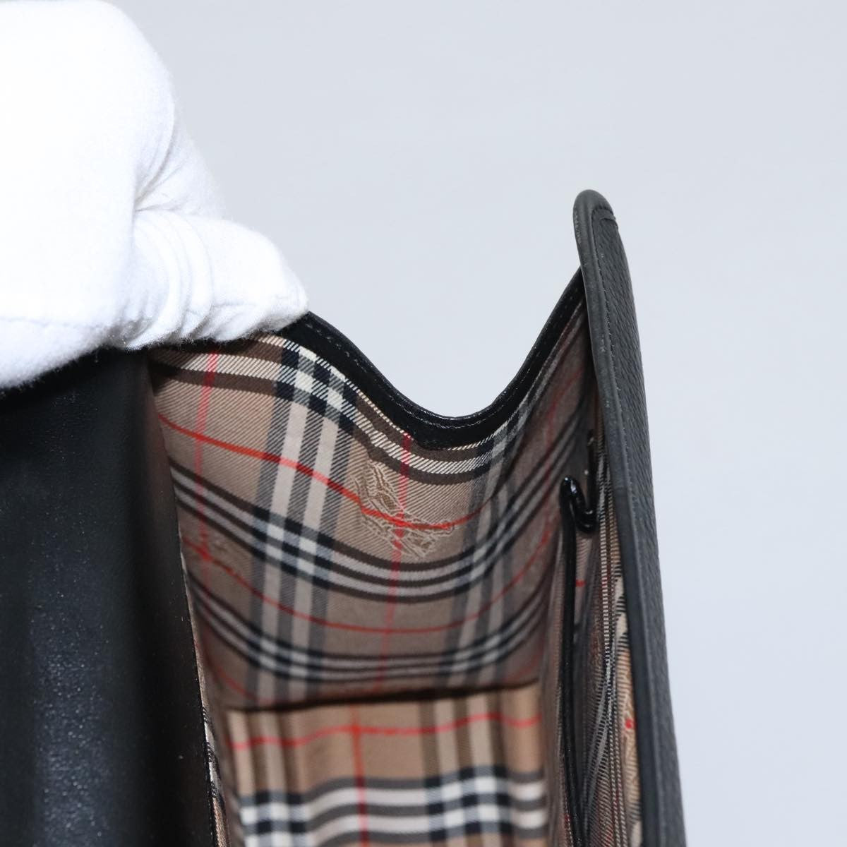 Burberry Vintage Handbag Leather, BLACK, LEATHER, Handbag