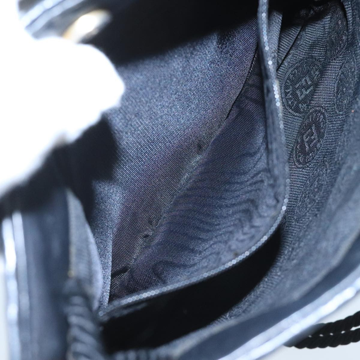 Fendi FF Logo Stamp Zip Pouch Printed Leather, BLACK, LEATHER, Shoulder bag