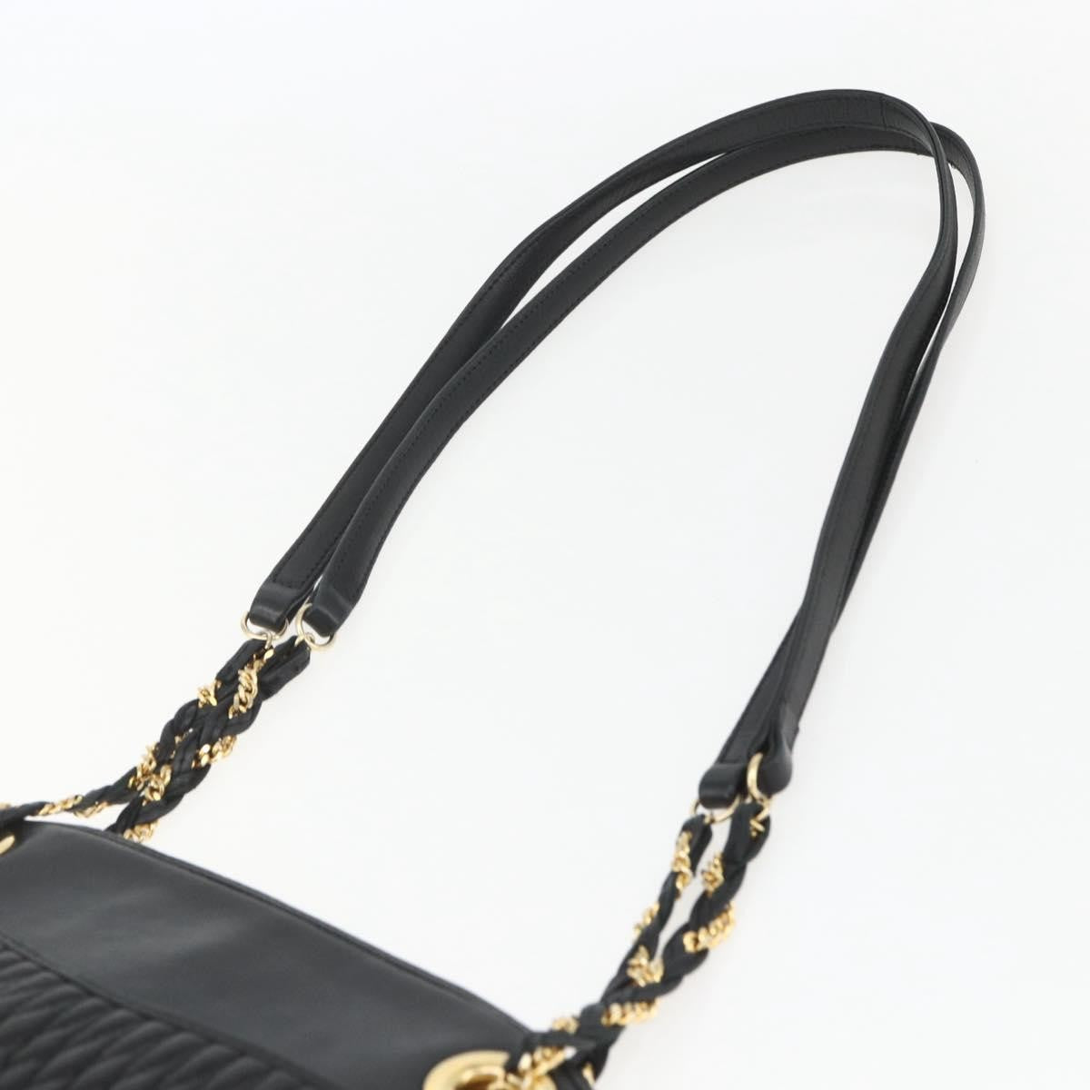 Bally Vintage Chain Shoulder Bag Quilted Leather, BLACK, LEATHER, Shoulder bag