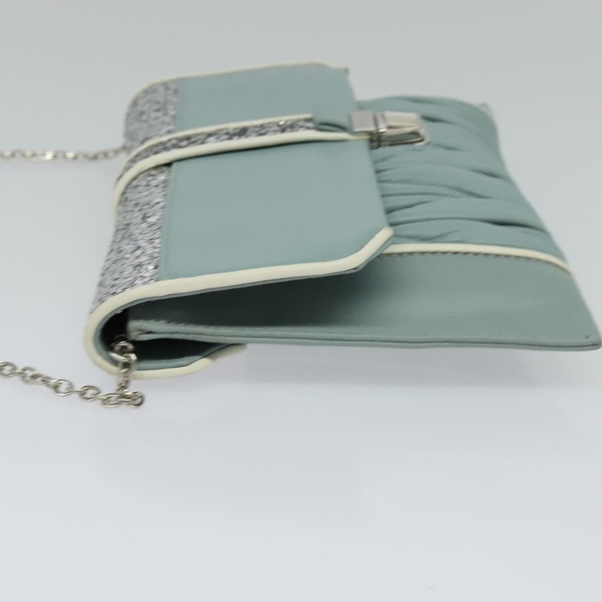 Miu Miu Madras Chain Clutch Matelasse Leather with Glitter, BLUE, LEATHER, Shoulder bag