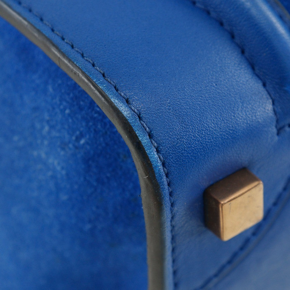 Celine Luggage Bag Suede, BLUE, SUEDE, Handbag