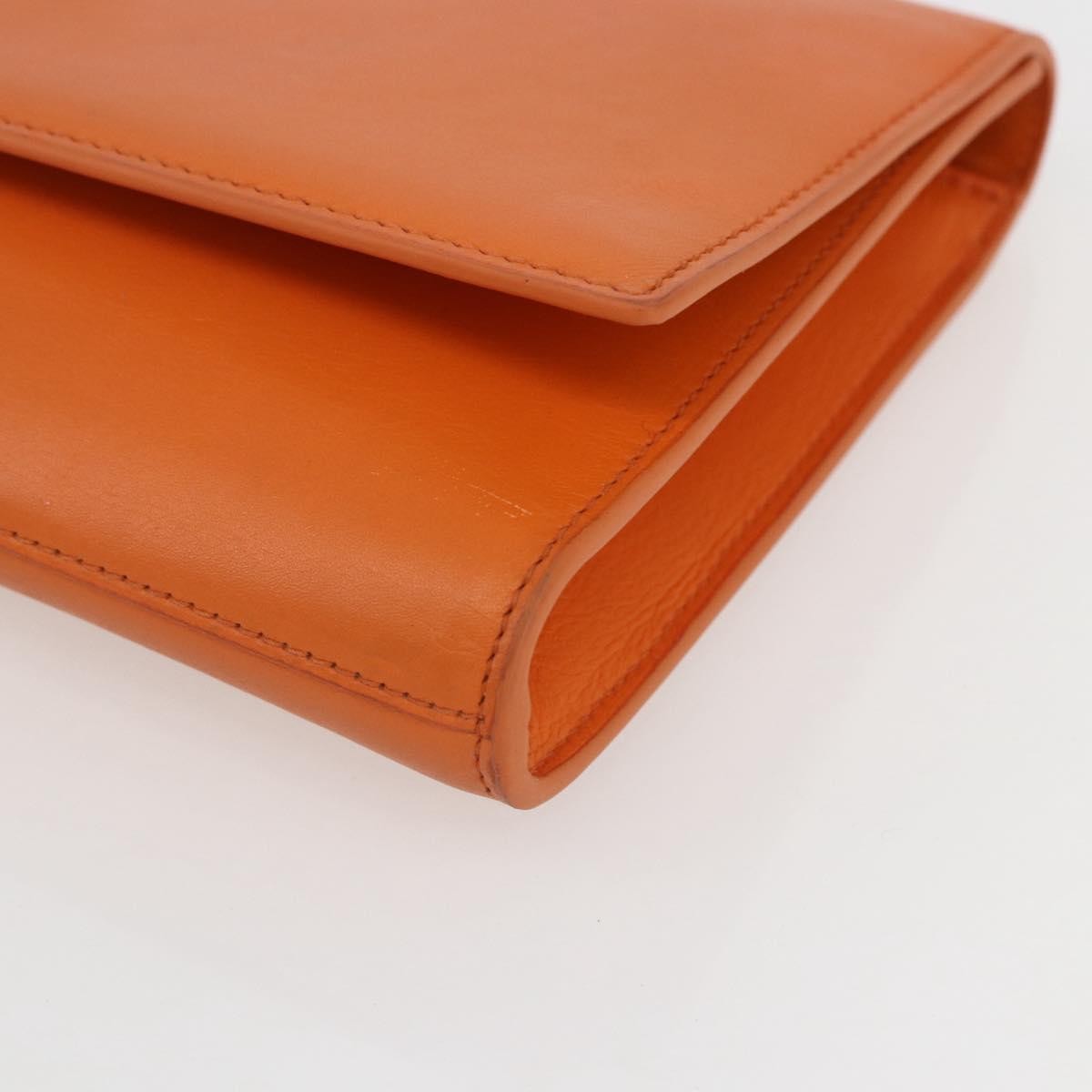 Saint Laurent Chyc Clutch Leather, ORANGE, LEATHER, Clutche & pouche