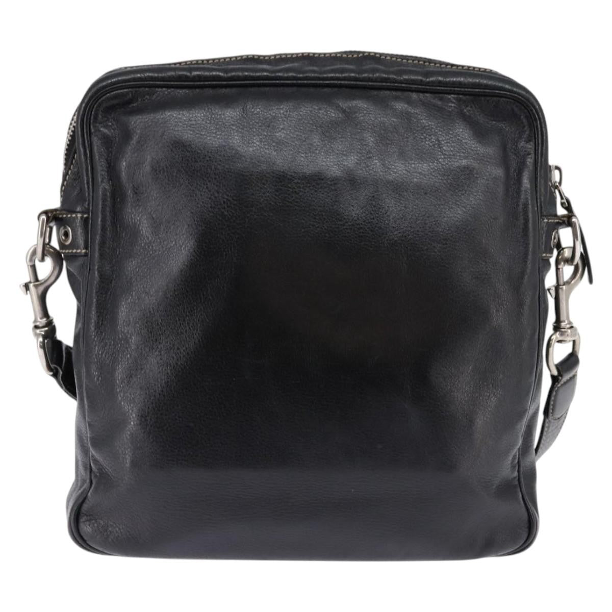 Gucci Front Zip Messenger Leather, BLACK, LEATHER, Shoulder bag