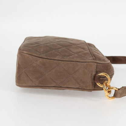Chanel Vintage Front Pocket Camera Bag Quilted Suede, BROWN, SUEDE, Shoulder bag