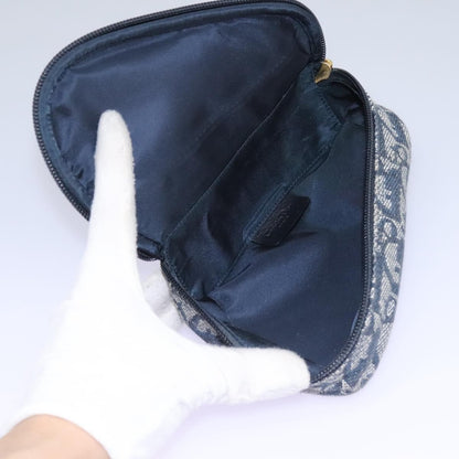 Christian Dior Saddle Zip Pouch Diorissimo Canvas, NAVY, CANVAS, Clutche & pouche