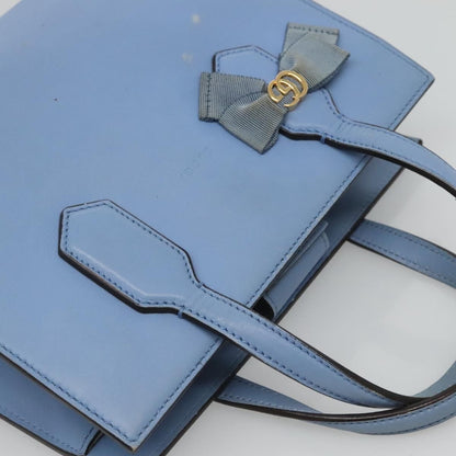 Gucci GG Ribbon Tote Leather, BLUE, LEATHER, Shoulder bag