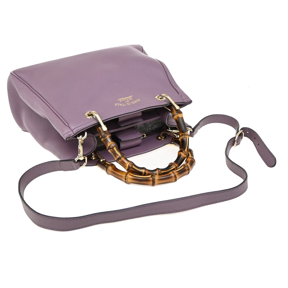 Gucci Bamboo Shopper Tote Leather, PURPLE, LEATHER, Tote bag