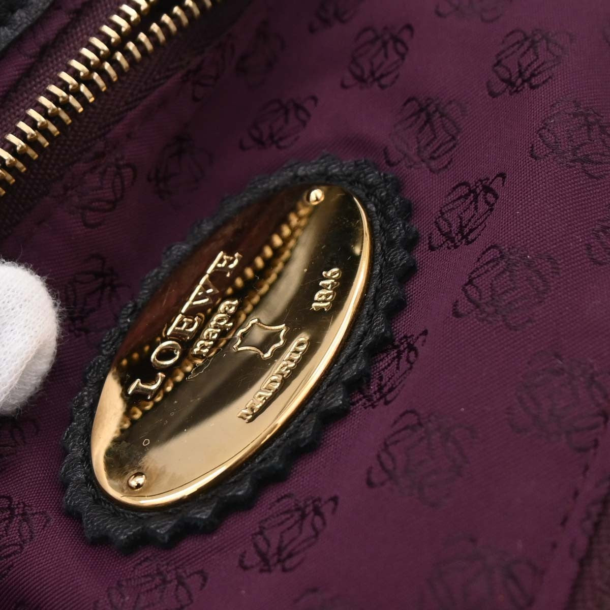 Loewe Anagram Logo Nappa Aire Hand Bag Leather, BLACK, LEATHER, Handbag