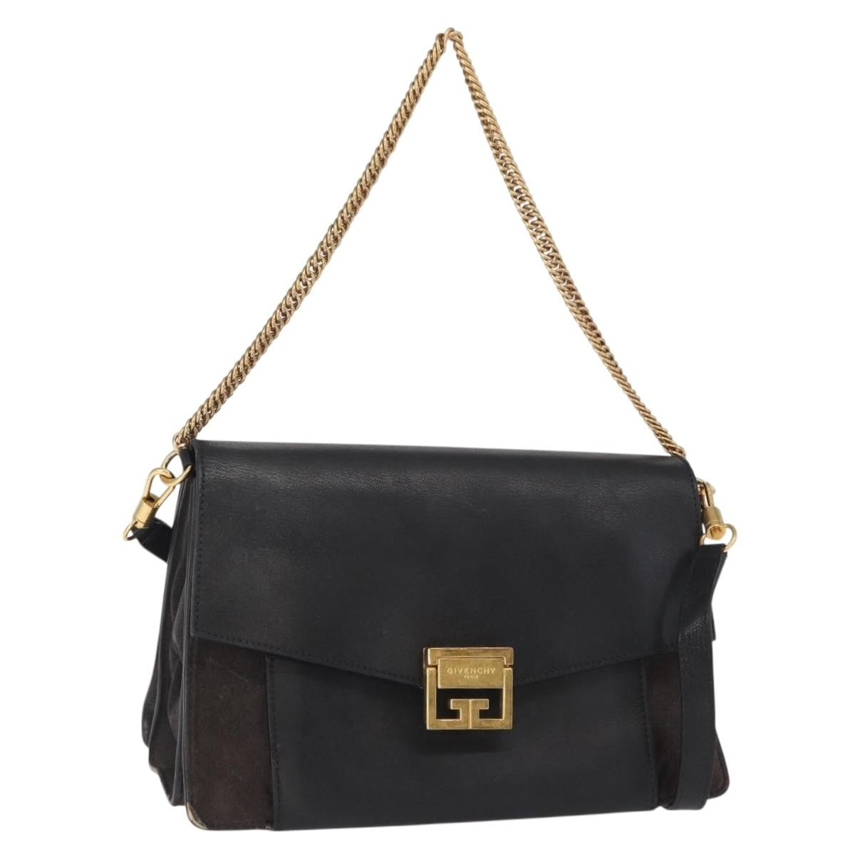 Givenchy GV3 Flap Bag Leather, BLACK, LEATHER, Shoulder bag