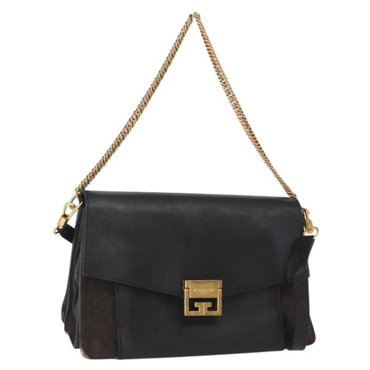 Givenchy GV3 Flap Bag Leather, BLACK, LEATHER, Shoulder bag