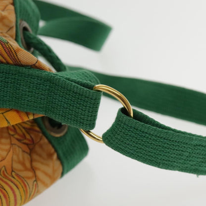 Hermes Vintage Drawstring Bucket Shoulder Bag Printed Canvas, ORANGE, CANVAS, Shoulder bag