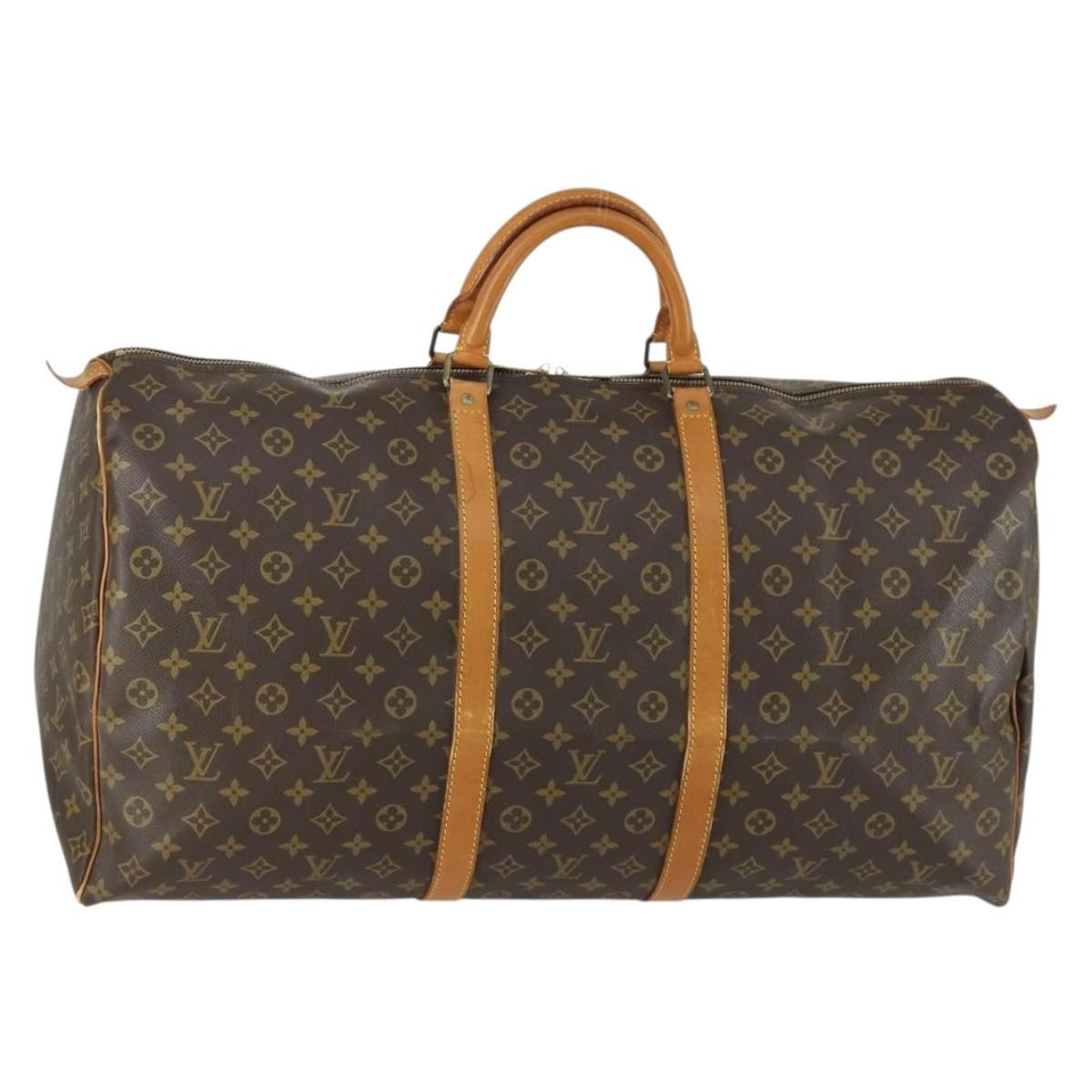 Louis Vuitton Keepall Bag Monogram Canvas, BROWN, CANVAS, Travel bag