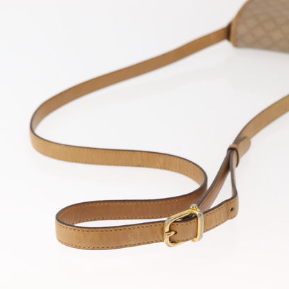 Celine Vintage Macadam Shoulder Bag Canvas and Leather, BEIGE, CANVAS, Shoulder bag