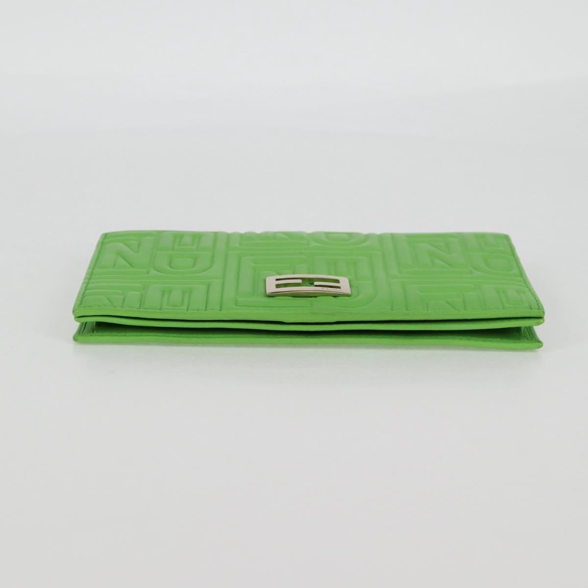 Fendi Wallet on Chain Logo Embossed Leather, GREEN, LEATHER, Wallets