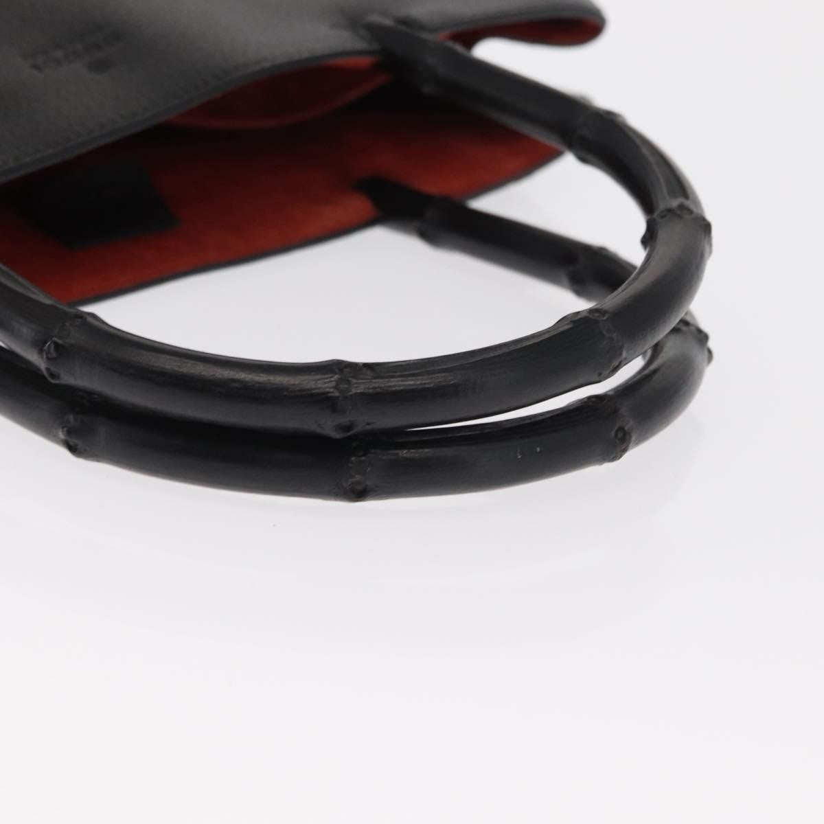 Gucci Vintage Bamboo Handle Tote Leather, BLACK, LEATHER, Tote bag