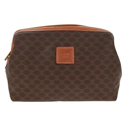 Celine Macadam Pochette Canvas and Leather, BROWN, CANVAS, Clutche & pouche