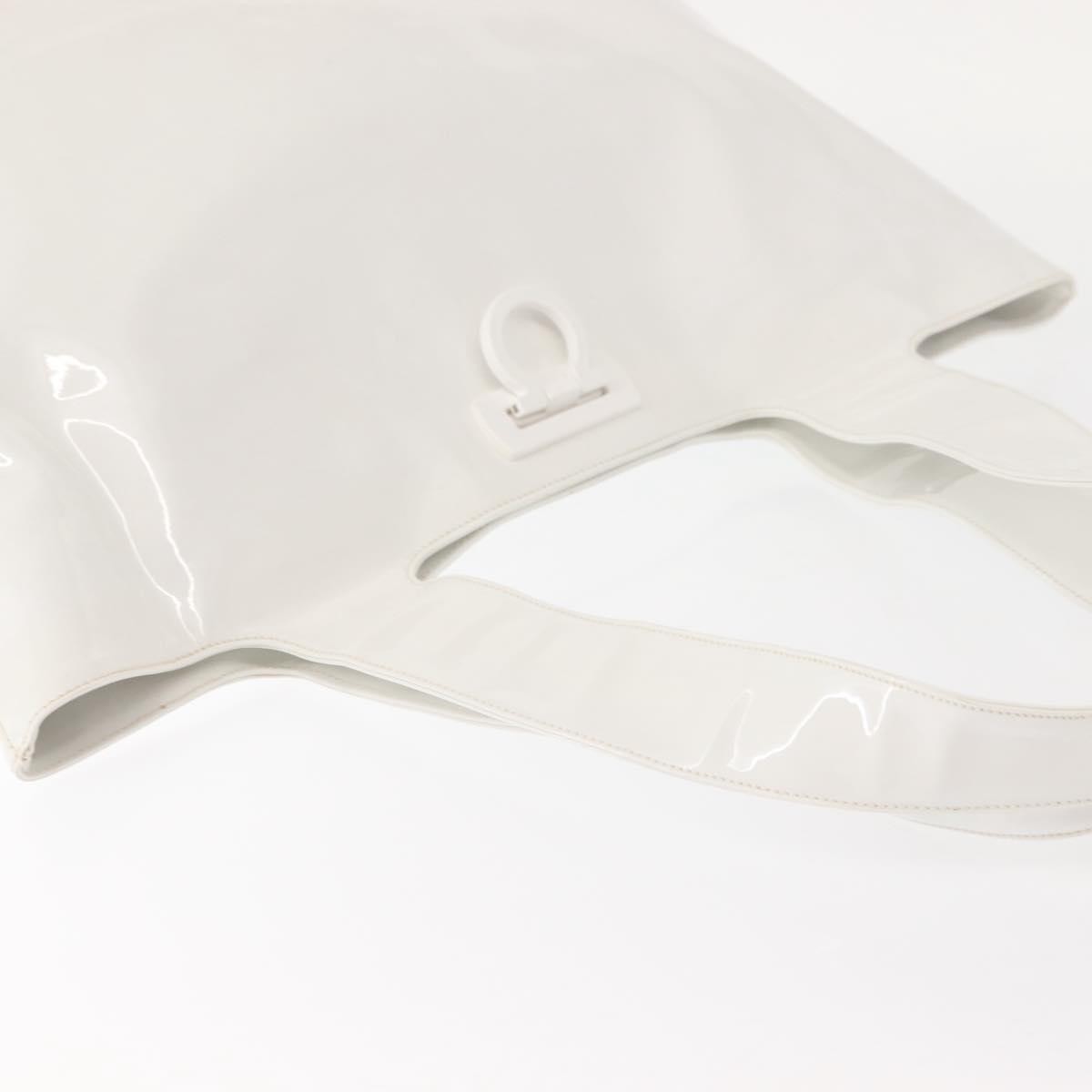 Salvatore Ferragamo Gancini Tote Patent leather, WHITE, PATENT_LEATHER, Tote bag