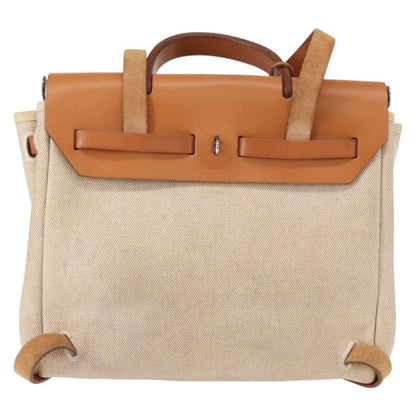 Hermes Herbag A Dos Backpack Toile, BEIGE, CANVAS, Backpack