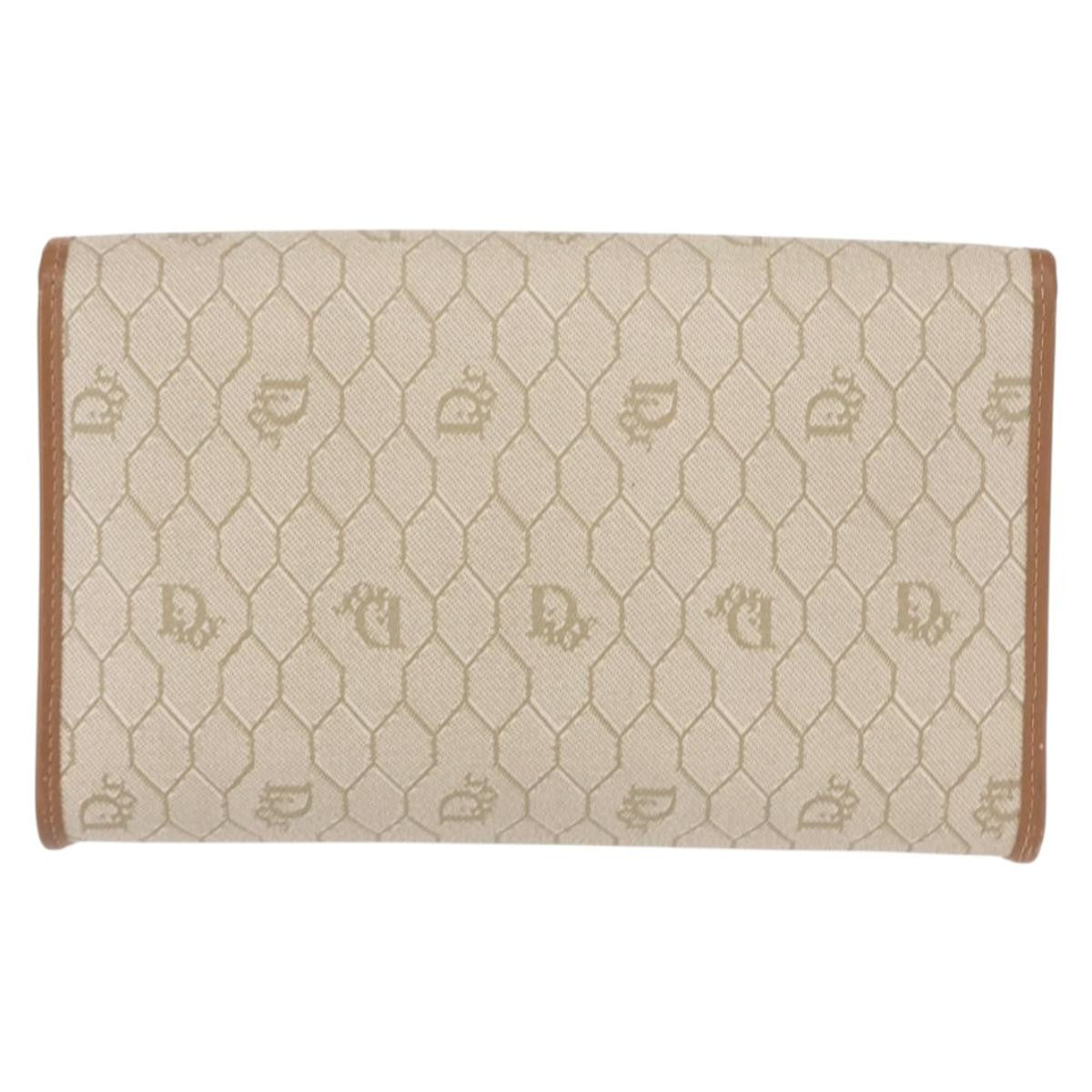 Christian Dior Vintage Honeycomb Flap Crossbody Bag Coated Canvas, BEIGE, CANVAS, Shoulder bag