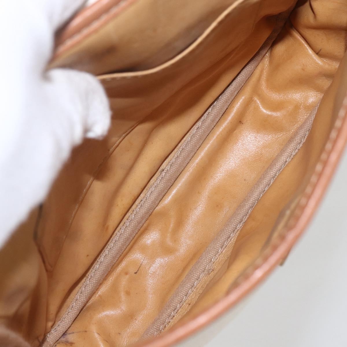 Celine Vintage Macadam Shoulder Bag Canvas and Leather, WHITE, CANVAS, Shoulder bag