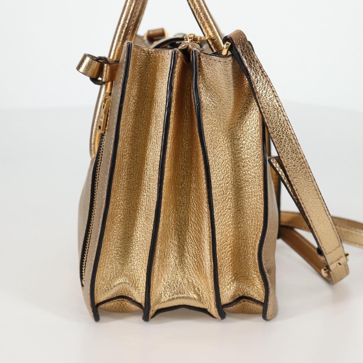 Miu Miu Madras Convertible Compartment Tote Leather, GOLD, LEATHER, Tote bag