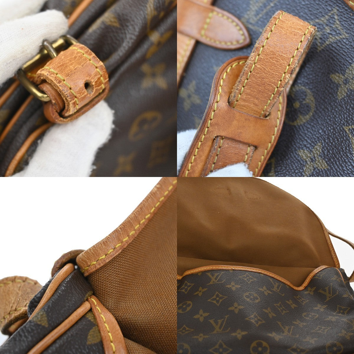 Louis Vuitton Saumur Handbag Monogram Canvas, BROWN, CANVAS, Shoulder bag
