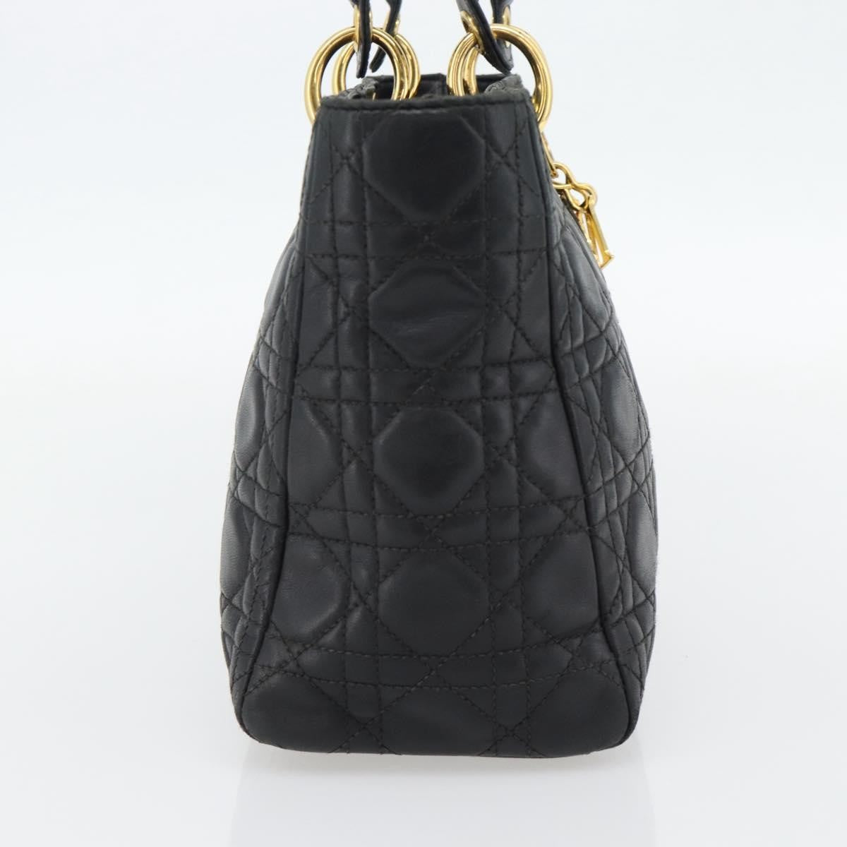 Christian Dior Lady Dior Bag Leather, Black, Leather, Handbag