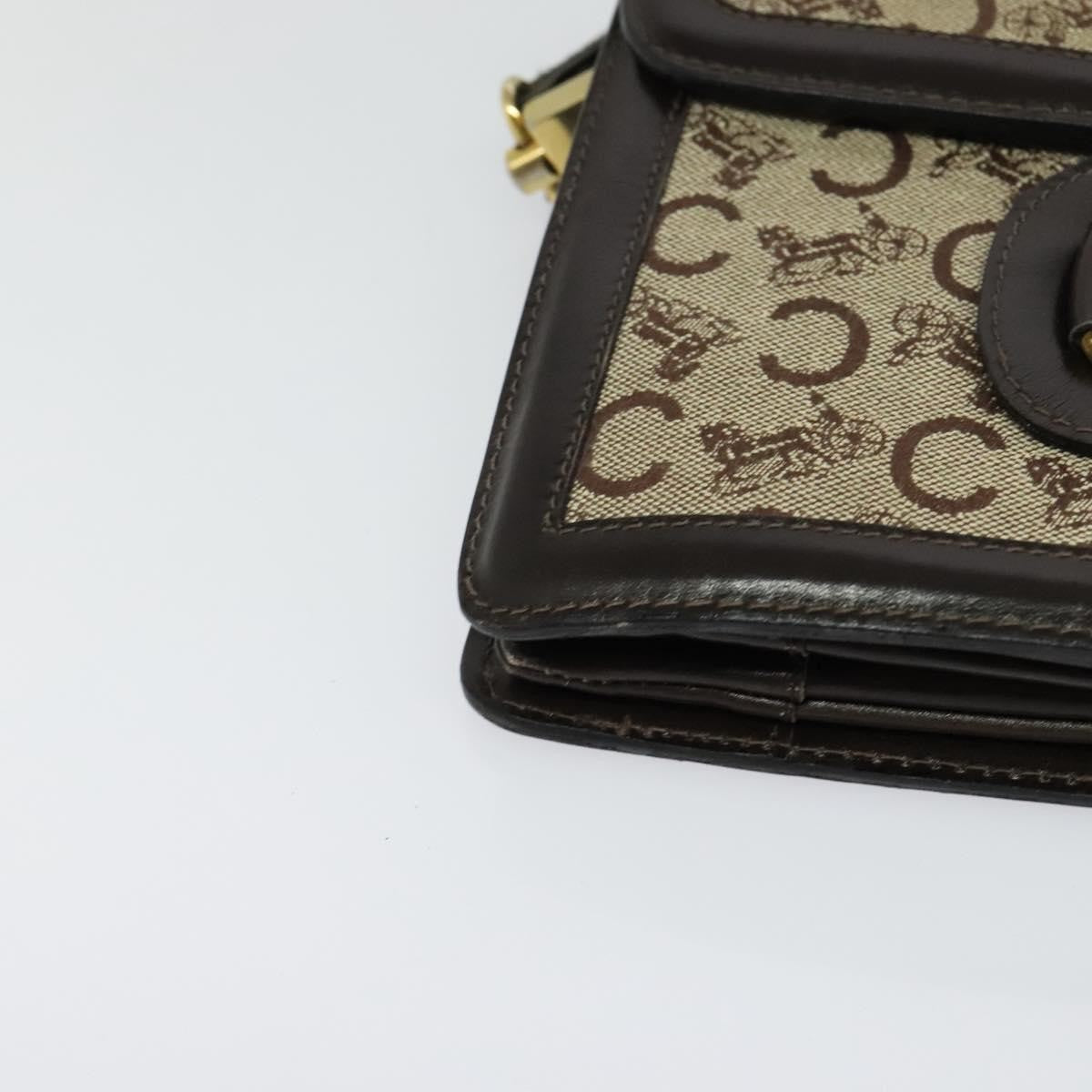 Celine C Sulky Shoulder bag Canvas and Leather, BROWN, CANVAS, Shoulder bag