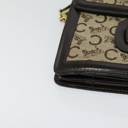 Celine C Sulky Shoulder bag Canvas and Leather, BROWN, CANVAS, Shoulder bag