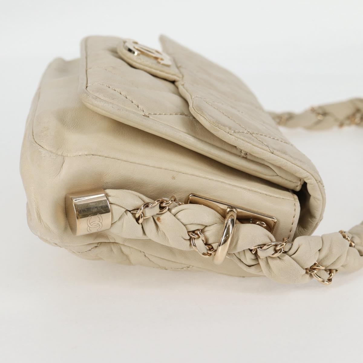 Chanel Lady Braid Flap Bag Quilted Distressed Lambskin, BEIGE, LEATHER, Shoulder bag