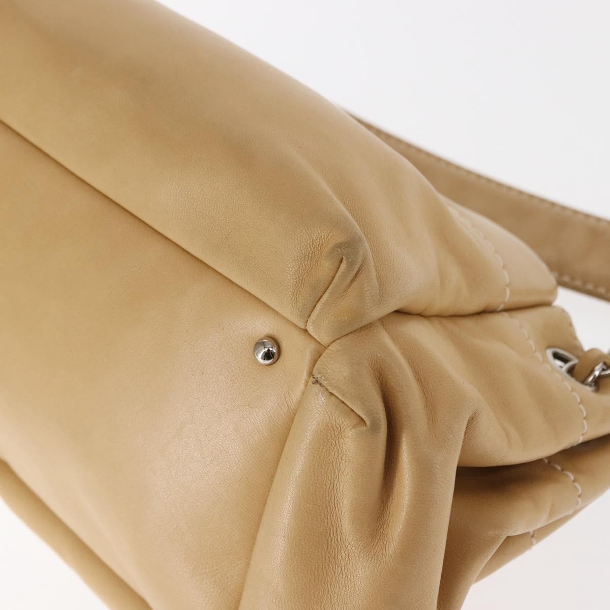 Chanel Lax Accordion Camera Bag Leather, BEIGE, LEATHER, Crossbody bag