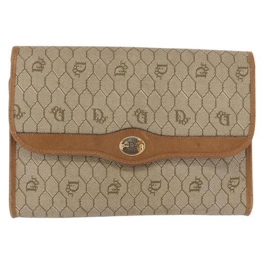 Christian Dior Vintage Honeycomb chain Canvas, BEIGE, CANVAS, Shoulder bag