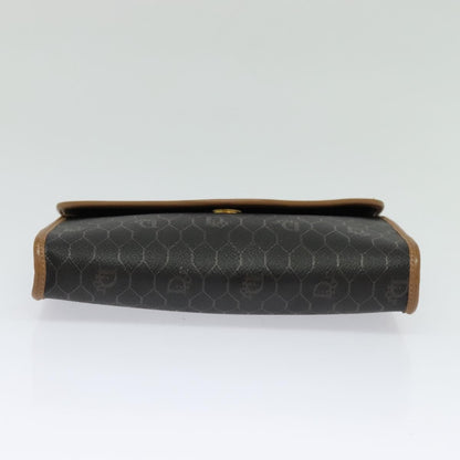 Christian Dior Vintage Honeycomb Flap Crossbody Bag Canvas and Leather, BLACK, CANVAS, Crossbody bag