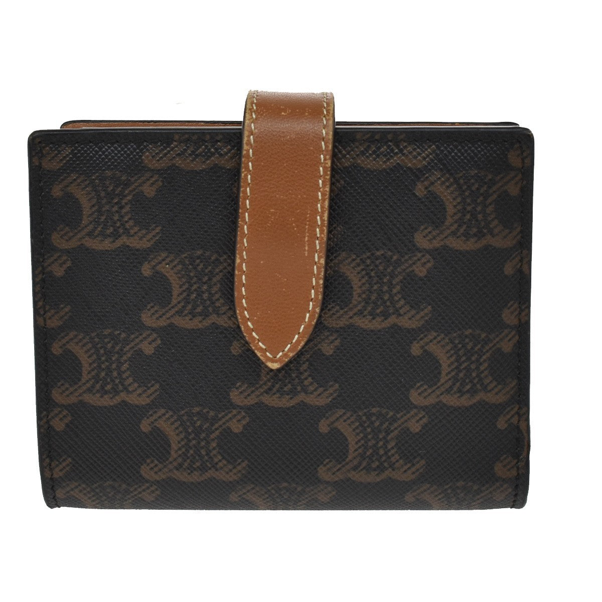 Celine Strap wallet Triomphe coated canvas, BROWN, CANVAS, Wallets