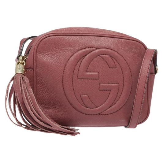 Gucci Soho Disco Crossbody Bag Leather, PINK, LEATHER, Shoulder bag