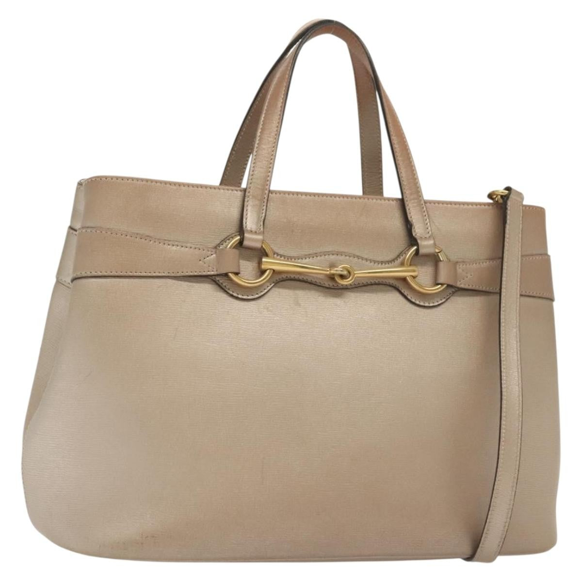 Gucci Bright Bit Convertible Tote Leather, GOLD, LEATHER, Tote bag