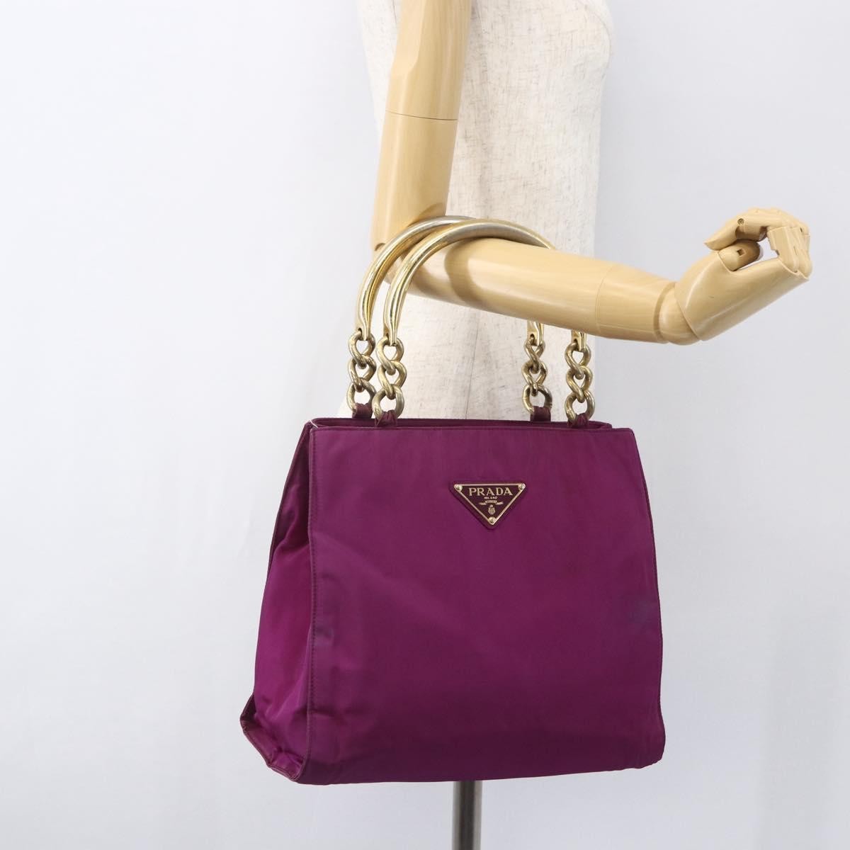 Prada Metal Handles Tote Tessuto, PURPLE, NYLON, Handbag