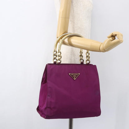 Prada Metal Handles Tote Tessuto, PURPLE, NYLON, Handbag