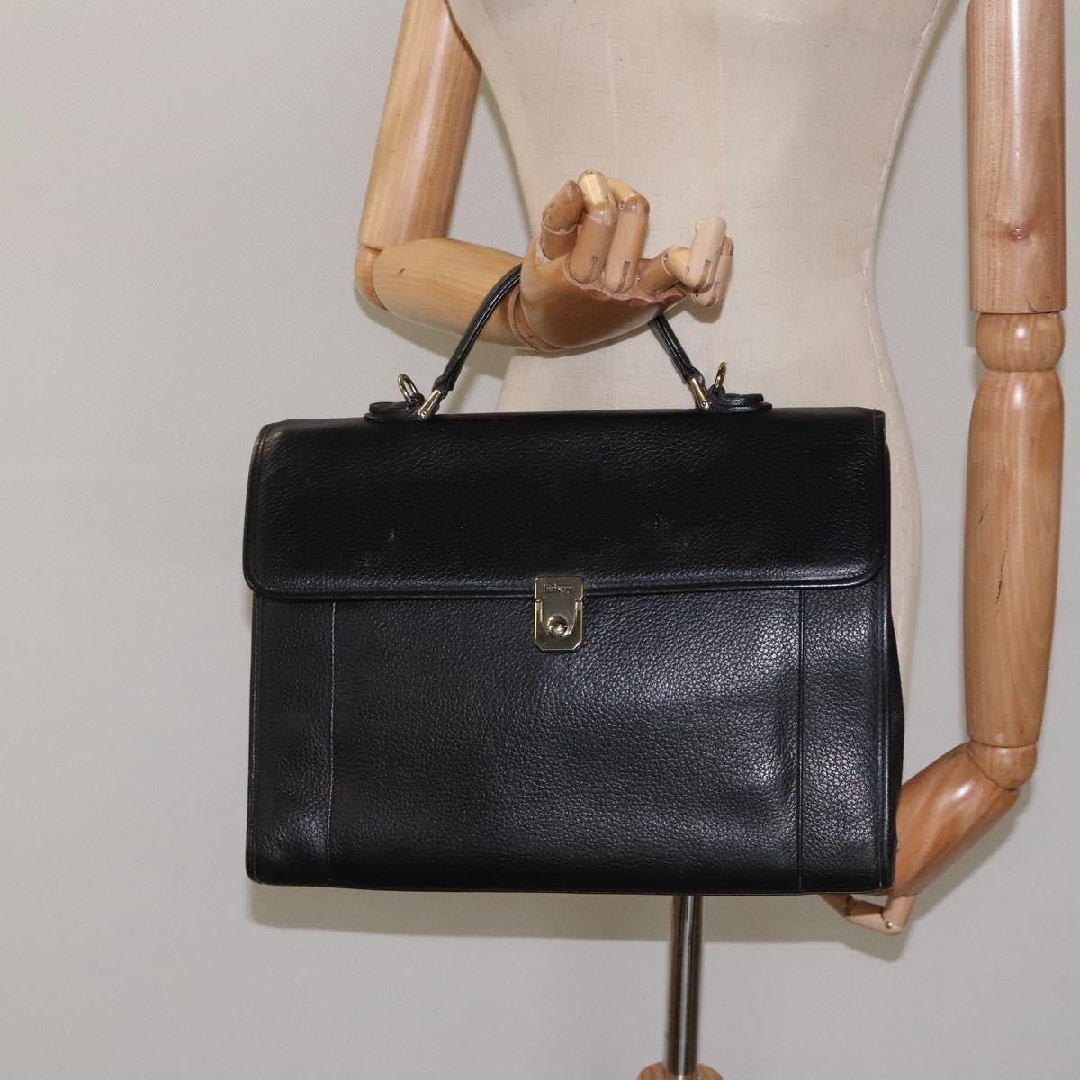 Burberry Convertible Briefcase Leather with London Check Coated Canvas, BLACK, LEATHER, Briefcase