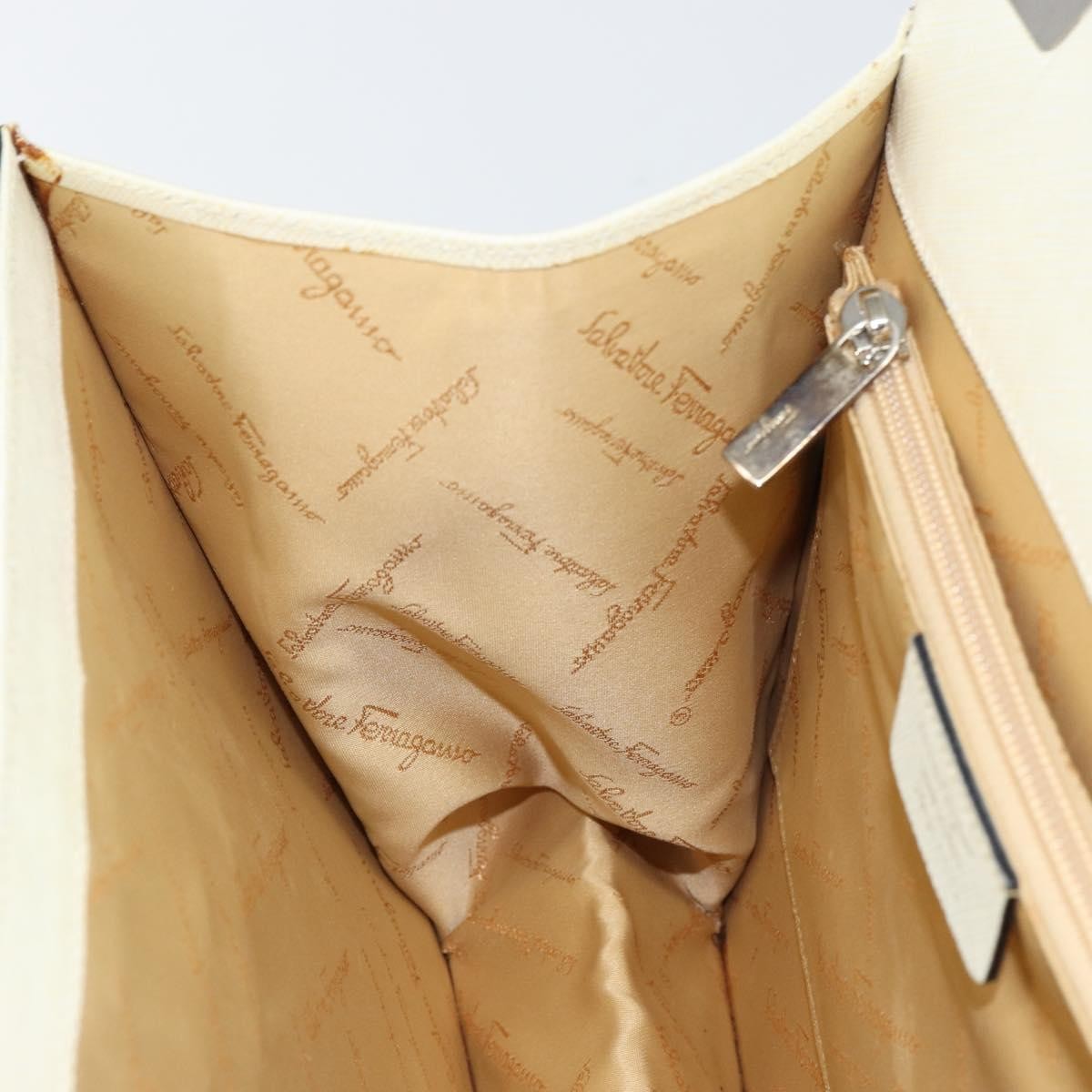 Salvatore Ferragamo Double Gancini Top Handle Bag Saffiano Leather, WHITE, LEATHER, Handbag