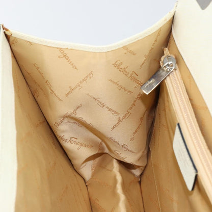 Salvatore Ferragamo Double Gancini Top Handle Bag Saffiano Leather, WHITE, LEATHER, Handbag