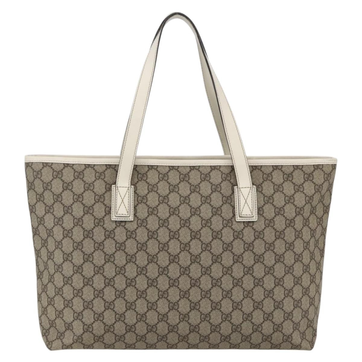 Gucci Plus Tote GG Coated Canvas with Leather, Beige, Canvas, Tote Bag
