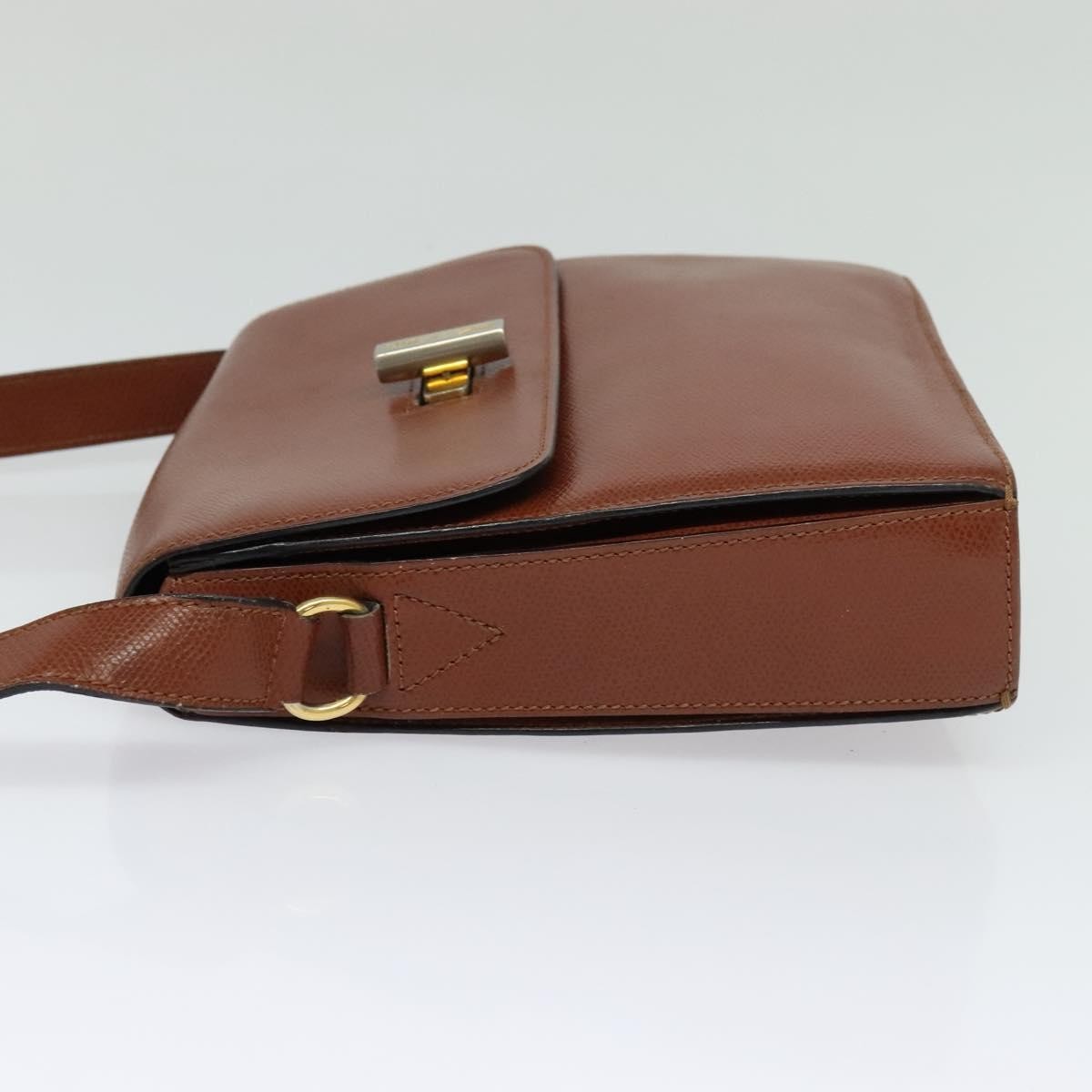 Celine Flap Shoulder Bag Leather, BROWN, LEATHER, Shoulder bag