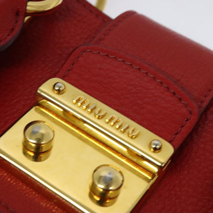 Miu Miu Madras Convertible Lock Tote Leather, RED, LEATHER, Handbag