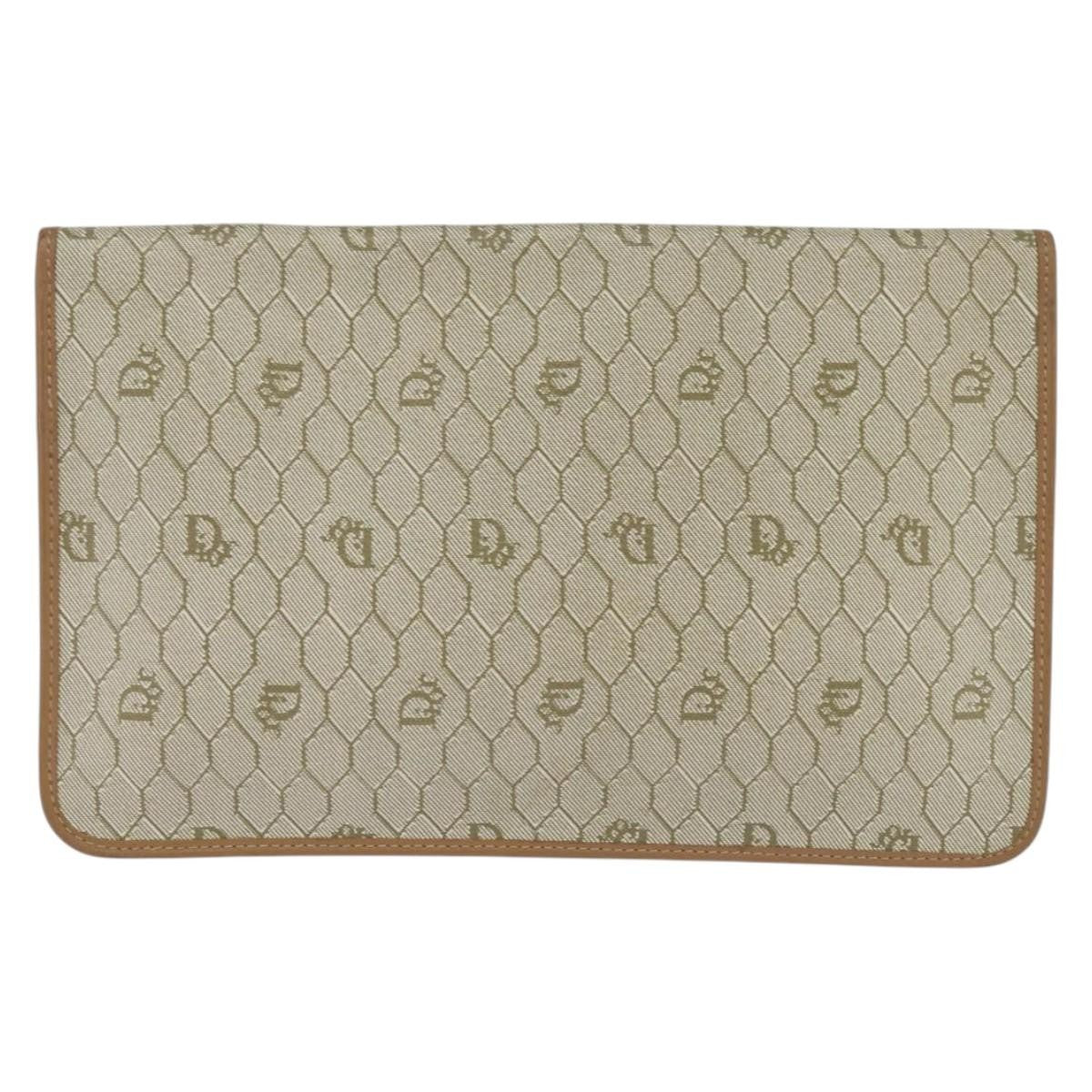 Christian Dior Vintage honeycomb clutch Canvas, BEIGE, CANVAS, Clutche & pouche
