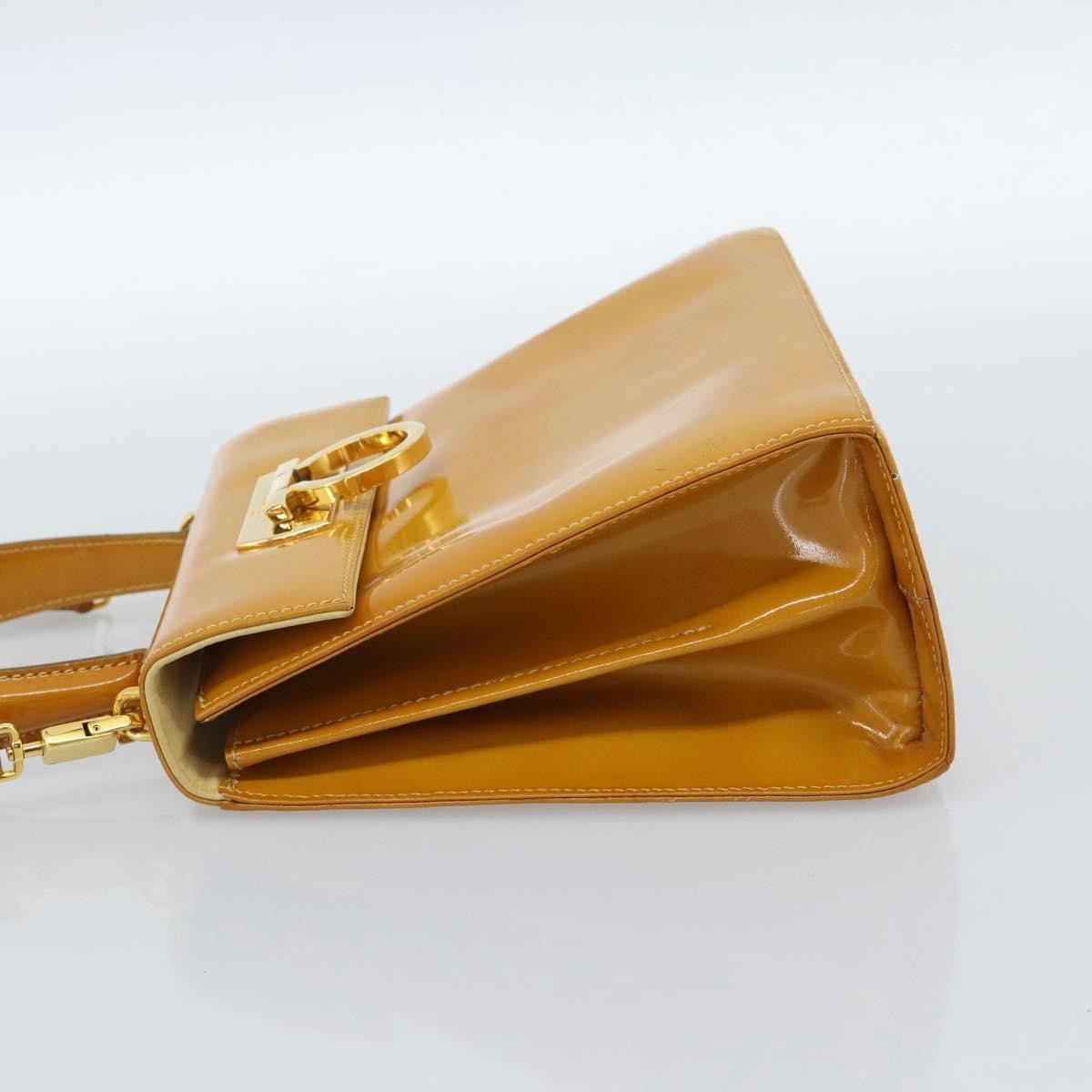 Salvatore Ferragamo Gancini handbag Patent leather, Yellow, Patent Leather, Handbag