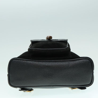 Gucci Vintage Bamboo Backpack Suede, BLACK, SUEDE, Backpack