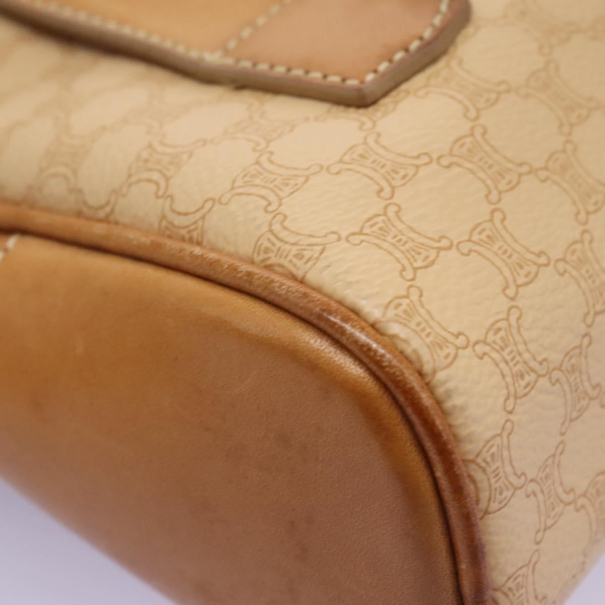 Celine Vintage Macadam Backpack Canvas and Leather, BEIGE, CANVAS, Backpack