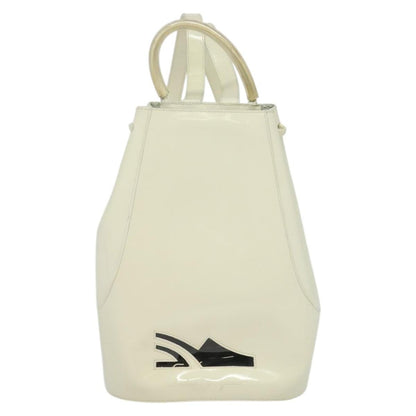 Salvatore Ferragamo Vintage Gancini Backpack Patent Leather, WHITE, PATENT_LEATHER, Backpack
