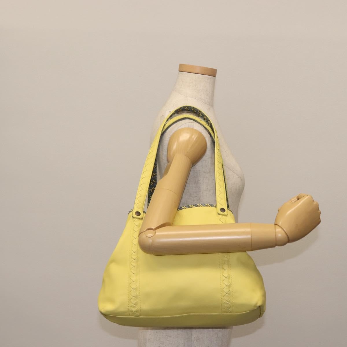 Bottega Veneta A-Shape Tote Leather with Intrecciato Detail, YELLOW, LEATHER, Shoulder bag